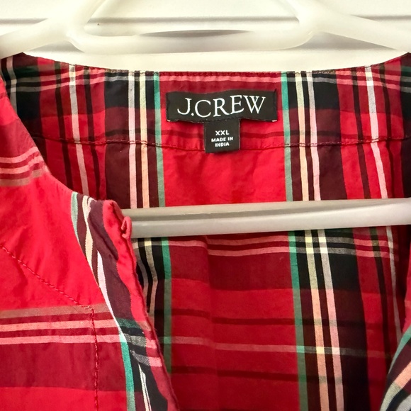 J.Crew XXL Red Tartan Plaid Puff-Sleeve Holiday Blouse - Picture 5 of 5